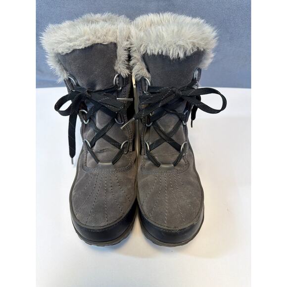 Sorel Waterproof Winter Boots Faux Fur Gray/Black Womens Size 9 - Picture 2 of 10